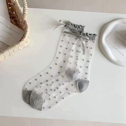 🧦 Official Store – Breathable Ice Silk Socks with Polka Dot Design