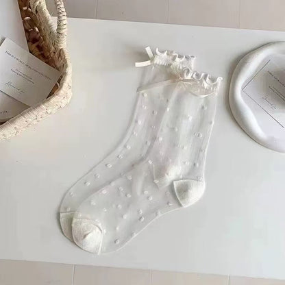 🧦 Official Store – Breathable Ice Silk Socks with Polka Dot Design