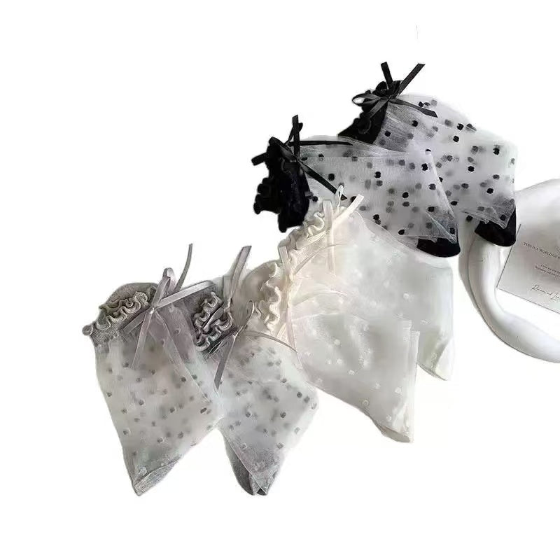 🧦 Official Store – Breathable Ice Silk Socks with Polka Dot Design