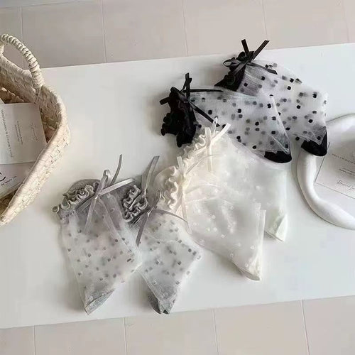 🧦 Official Store – Breathable Ice Silk Socks with Polka Dot Design
